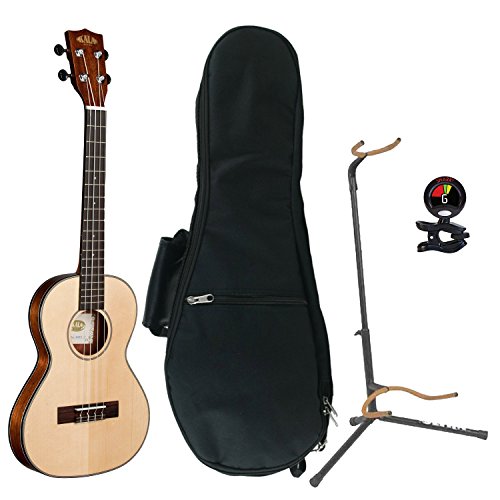 Kala KA-SSTU-T Top Slim Solid Spruce Tenor Travel Ukulele with Ukulele Gig Bag, Clip On tuner and Ukulele Stand - Les Beatles, Paul McCartney, John Lennon, RIngo Starr, George Harrison Kala KA-SSTU-T Top Slim Solid Spruce Tenor Travel Ukulele with Ukulele Gig Bag, Clip On tuner and Ukulele Stand