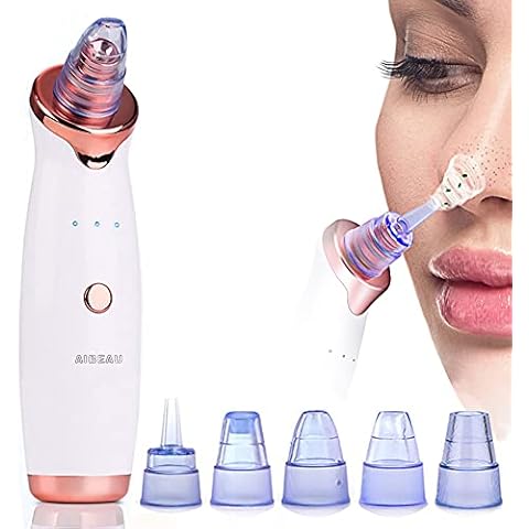 Aibeau Blackhead Remover Electric Blackhead Vacuum Suction Rechargeable Whitehead Remover Tool Kite Cleanser with 5 Replaceable Heads Cover