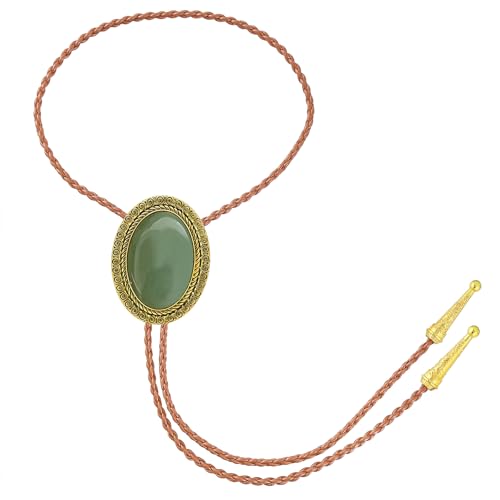 Image of Jeilwiy Bolo Tie for Men Real Stone Westwern Cowboy Ties Silver Bolos Women Leather Necktie Gift for Birthday Christmas