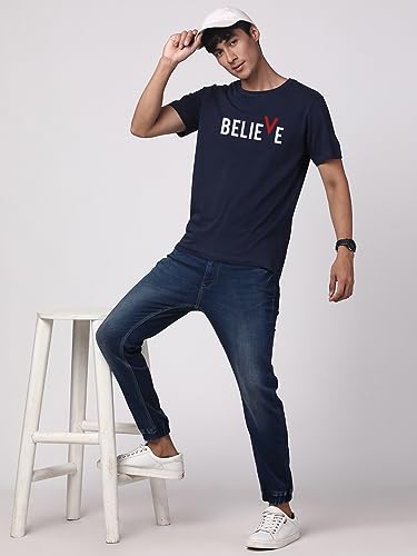 Image of ADRO 100% Cotton Lycra Tshirts for Men Combo Pack of 3 | Regular Fit | Printed T Shirt | Round Neck Half Sleeve| Mens Tshirts