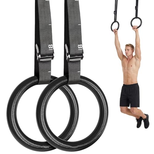 Image of Proberos Gymnastic Rings Set, 300 kg Loading Capacity, 23 mm Dia Heavy-Duty Fitness Gymnastic Rings with Adjustable Straps, Pullup Bar for Home for Balance Training, Daily Exercise, Home Gym