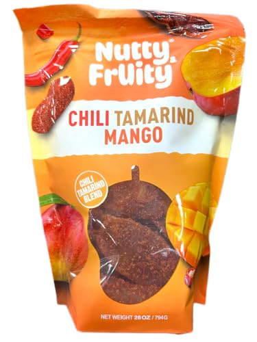 Nutty and Fruity Chili Tamarind Mango, Sweet and Spicy Dried Mango 28oz Bag