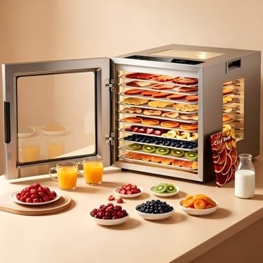 Image of Food Dehydrator 10 Stainless Steel Trays Dehydrator Machine, Silver