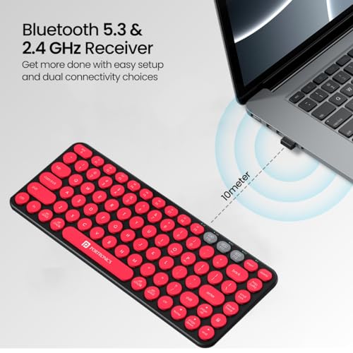 Portronics Bubble 2.0 Wireless Keyboard with Bluetooth + 2.4 GHz Receiver, Connect 3 Devices, Compact TKL Size, 10m Working Range, Function... - Image 2