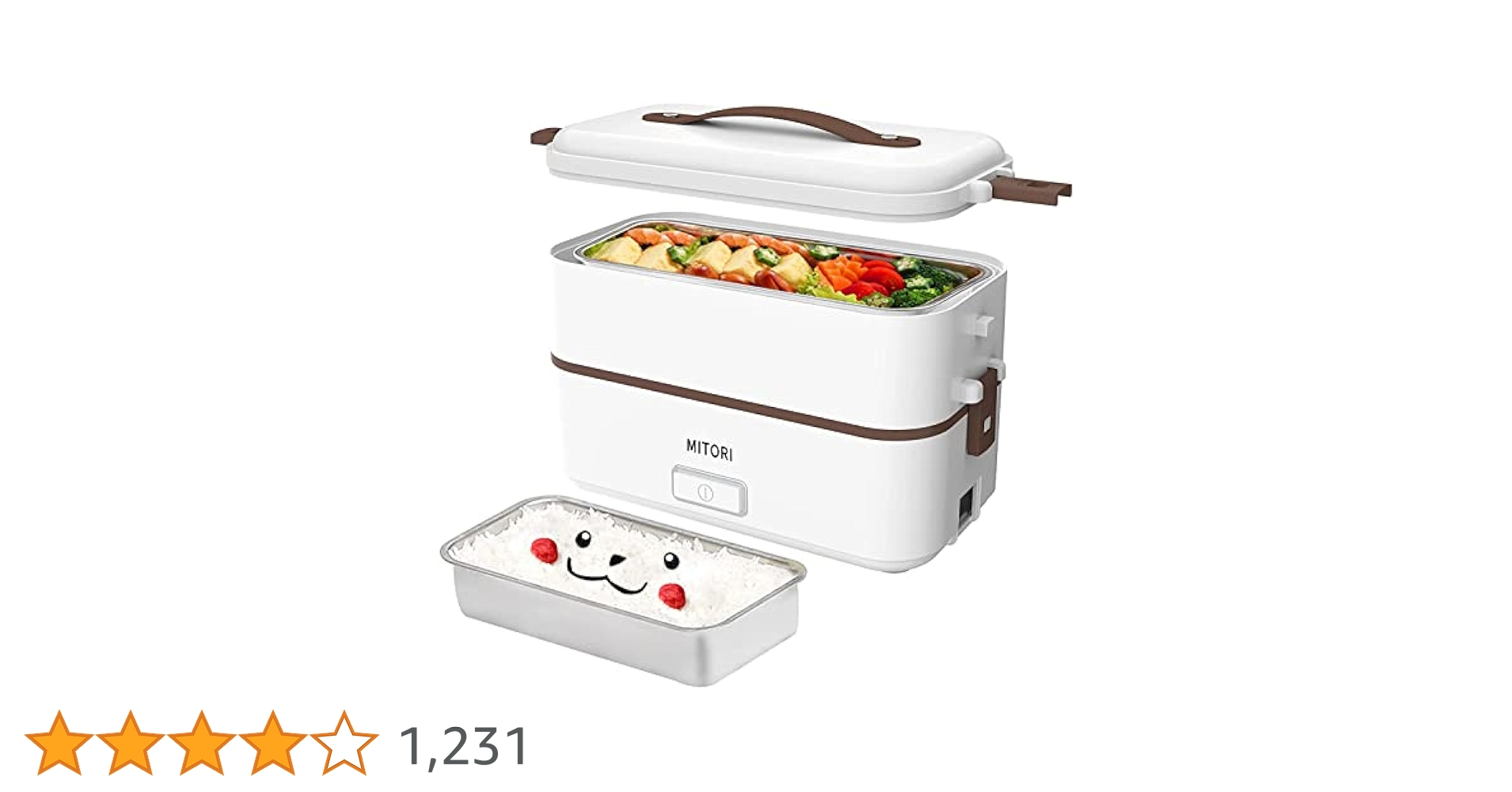 ⭐️未使用⭐️ 2段式 高速弁当箱炊飯器 0.5-1.5合 1台3役 ホワイト Amazon | 2段式炊飯器 超高速弁当箱炊飯器 0.5~1.5合 おかずとお