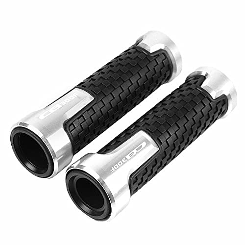 Mehrfarbig Für Honda CB300F CB 300F 2014 2015 2016 2017 2018 Motorrad 7/8 22MM Gummi Anti-Slip Grip Lenker(Silver)