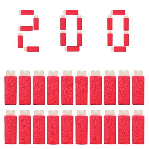 Lififun 200pcs Half-Length Soft Darts Compatible with Dart Zone, Adventure, Nerf, Worker - for Foam Dart Blasters & Toy Guns Accurate 1.2g 14+ Red (Luminous Red)