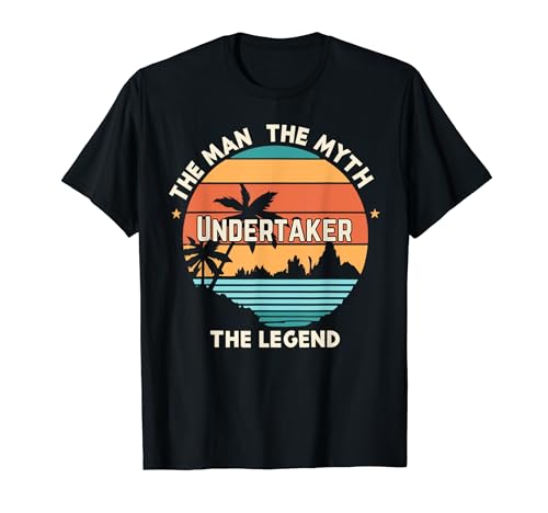 Visit funny retro outfits - The Man The Myth The Legend - Undertaker T-Shirt - Men's Black Crew Neck Short Sleeve Classic Fit T-Shirt - Small