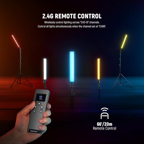 Image of NEEWER Handheld 2.4G LED Video Light Stick Kit, Upgraded 40W Dimmable 3200K-5600K CRI97 with Stands /Filters /Carry Bag for Gaming Photography YouTube TikTok Video Recording, BH20B Ultra