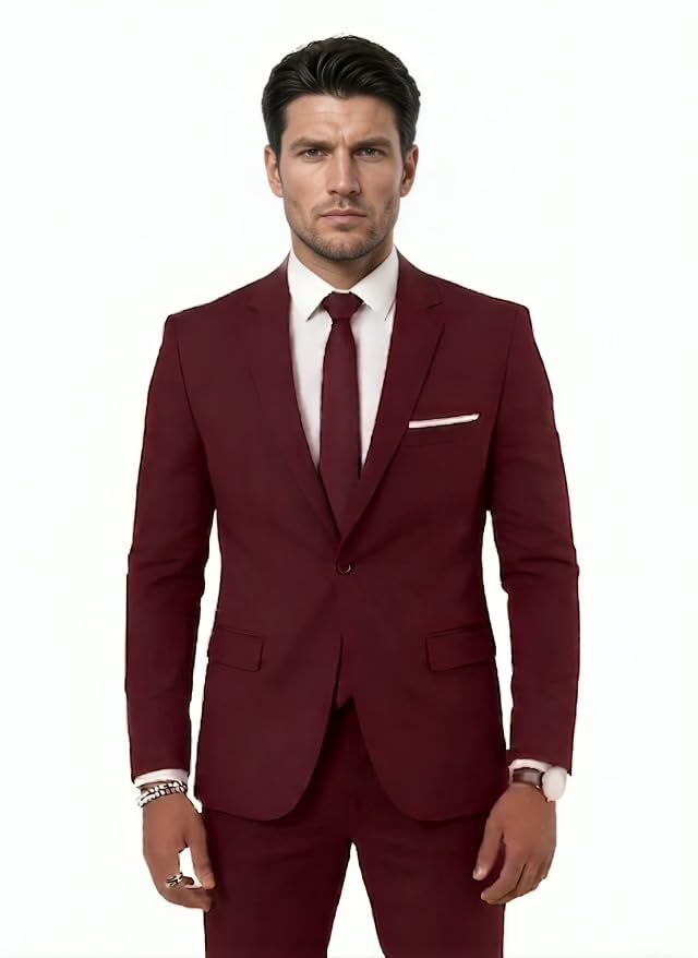 darbar in Men's Maroon Casual Blazer, Slim Fit Formal Coat, Notch Lapel, Summer Wear-picture-25
