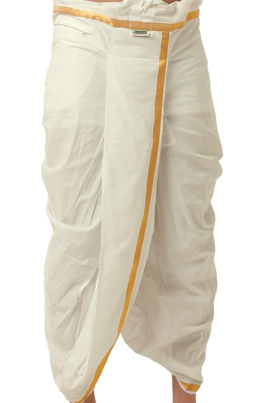 uathayam UATHYAM Readymade Cotton Panchakacham Pocket Traditional Solid Dhoti For Men-picture-21