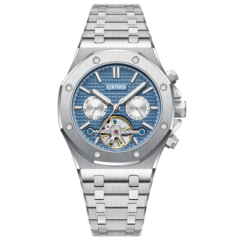 Montre automatique homme luxe en acier inoxydable étanche avec mécanisme tourbillon