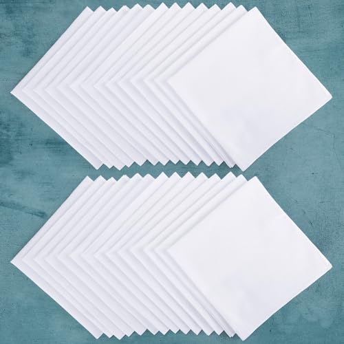 Image of Leinuosen White Handkerchiefs Classic Hankies Bulk Set Pocket Square Towel Small Size for Tea Parties for Men