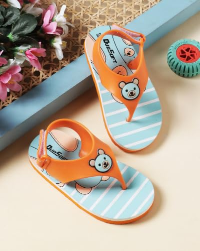 Image of Duosoft Kids Flip Flop Sandals with Bear Motif, Slippers for Baby Girl and Baby Boy, Indoor and Outdoor Slipper for Kids with Strap (K-402)