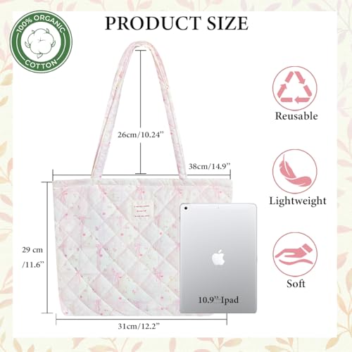 Image of Sunwel Fashion Top Zipper Floral Quilted Bag Small Tote Bag for Women