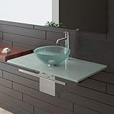  Alpenberger Satinierte Glaswaschschale Ø 38 cm mit Satinierte Waschtischplatte 90 cm und Handtuchhalter