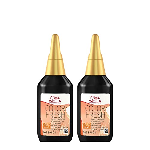 WELLA 2 x Color Fresh Hair Toner 75ml - 8/03 Light Blonde/Natural Gold