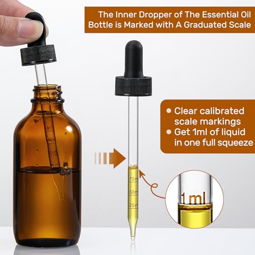 Aozita 4OZKDJY-4 4Oz Dropper Bottles With Measured Dropper, 4 Pack - 120Ml Dark Amber Glass Tincture Bottles With Graduated Glass Eye Dropper (1Ml Measurement) For Essential Oils thumb #1