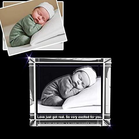 A&B Crystal Collection Newborn Baby - Engraved 3D Photo Gift - Thoughtful Congratulations & Celebration Keepsake (Large Rectangle (3 x 5 x 2.5 inches)) Cover