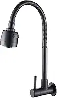 Torneira Gourmet Cozinha Inox Giratória Parede Preta (PRETA)