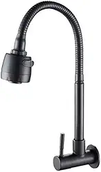 Torneira Gourmet Cozinha Inox Giratória Parede Preta (PRETA)