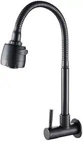 Torneira Gourmet Cozinha Inox Giratória Parede Preta (PRETA)