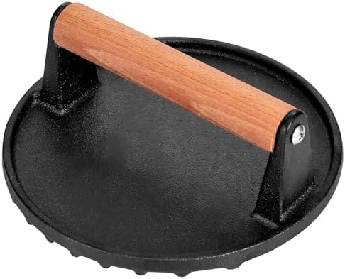 Smashed Burger Press, 7” Round Heavy-Duty Cast Iron Smash Meat St...