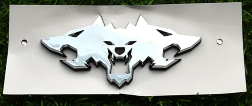 Image of Wolf Pack Emblems 3D Logo Car Badge Side Rear Styling Decal Sticker Compatible with Tesla Cybertruck Cyberbeast Motorcycles (Chrome)
