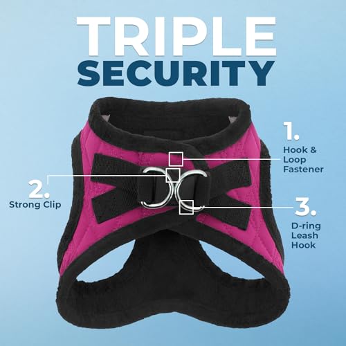 Top-Rated Voyager Step-in Harness for Pets with Plush Fleece Lining - Secure Closure - Escape Proof Design - Great Gift (Small, Fuchsia)