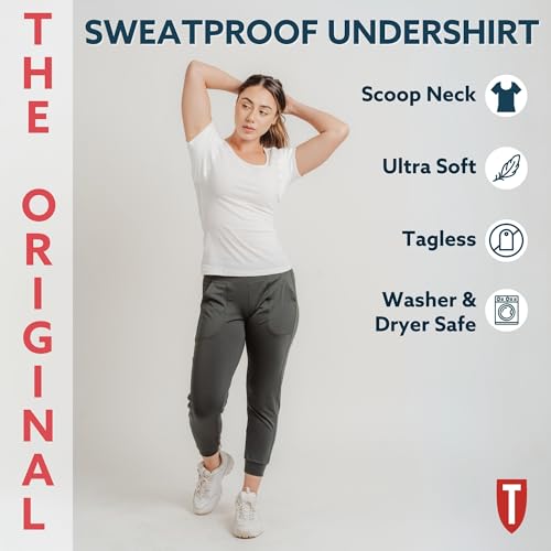 T THOMPSON TEE Women's Sweatproof Undershirt | Scoop Neck | Slim Fit | with Sweat Pads4