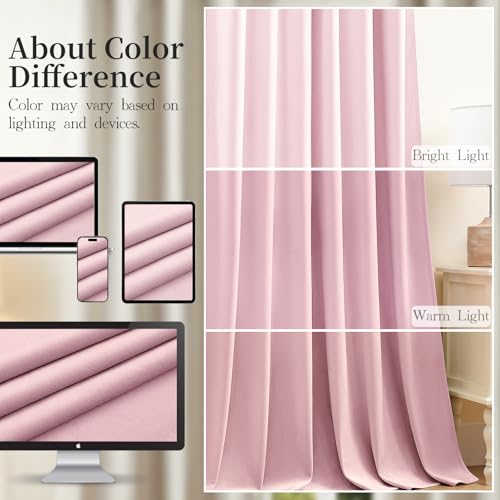 Baby Pink Velvet Curtains 84 Inches Long for Girls Bedroom, Luxury Room Darkening Thermal Insulated Blackout Curtain Window Drapes for Living Room Nursery, Back Tab Rod Pocket, W52 x L84, 2 Panels by AUSSPVOCT - Image 8