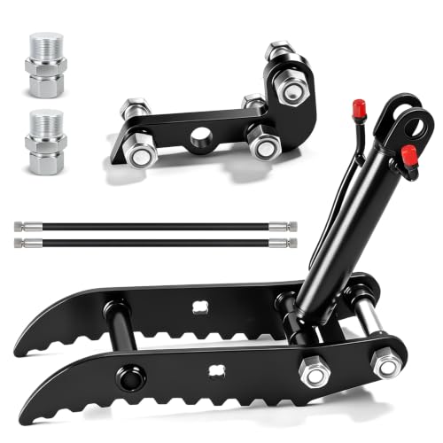WUFCIYBO Mini Excavator Hydraulic Thumb Attachment for 2 Ton Excavators Fits Typhon AGT & Chinese Models Agt Mini Excavator Parts 3-Hole L-Bracket with M14/M16 Adapters & 2 Hoses
