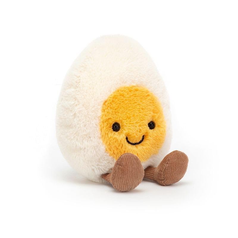 Jellycat Amuseable Happy Boiled Egg - L: 4 cm x l: 8 cm x h: 14 cm, White, 14 cm (H) x 4 cm (L) x 8 cm (W)
