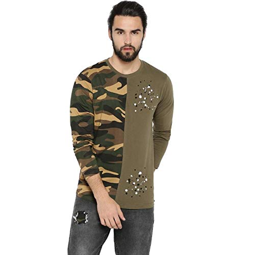 Image of CAHOOT Military Camouflage Men Round Neck Black, White T-Shirt