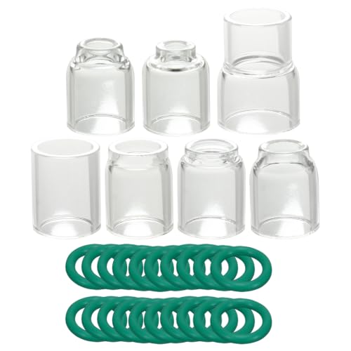 Image of RIVERWELD TIG Glass Cup Quartz Nozzle #4, #5, #6, #7, #8, #10, #12 kit 7pcs | Orifice 1 /4 inch, 5 /16 inch, 3 /8 inch , 7 /16 inch , 1 /2 inch , 5 /8 inch , 13 /16 inch for SR WP 9 17 18 20 25 26 TIG Welding Torch