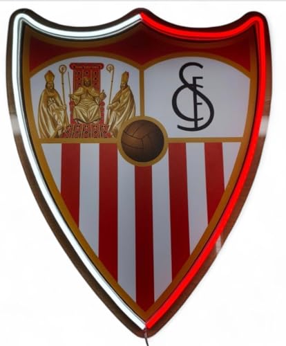 Escudo Luminoso neón LED regalo Sevilla Decoración de Pared, Diseño, Rojo y Blanco