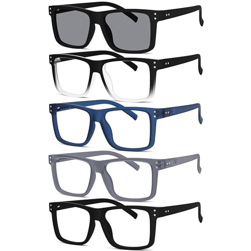 Image of Eyekepper Readers 0.25, Oversized Reading Glasses Women Men, 5pack Clear | Stylish Mens Womens Cheaters,Large Fashion Reader Eyeglasses,All-Day Comfort Spring Hinges,Scratch Resistant for Work /Crafts