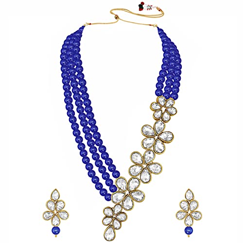 Image of Peora Crystal Faux Pearl Necklace & Jewellery Set Gift for Women