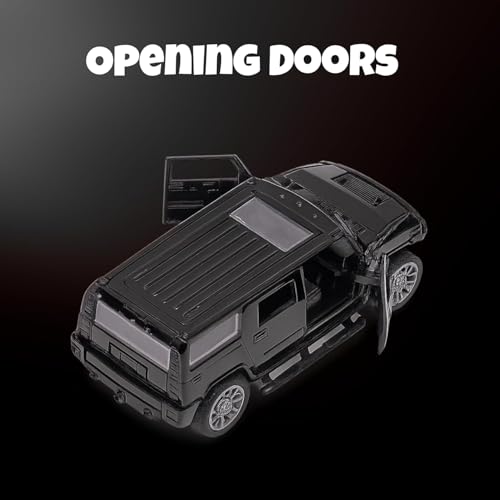 Image of Amisha Gift Gallery Hummer SUV Diecast Metal Car Toy for Kids, Black | Scale Racing Model, Pull Back Action, Opening Doors, For Kids Boys and Girls