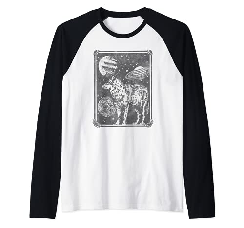 Planet Wolf Flower Box Raglan Baseball Tee, Black