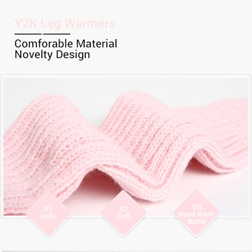 Image of Violet Mist Leg Warmers for Women Long Cotton Ribbed Knit Socks Knee High | Cute Funny Lace Fishnet Patchwork, 80s Retro Style, Kawaii Japanese Lolita Party