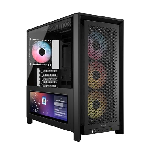 Chasis ATX CORSAIR Frame 4000D LCD RS con pantalla táctil semitorre negra