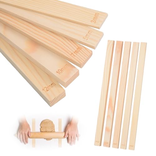 HUSOUE 10 Guides de Nivellement pour Argile 5 Tailles, Outil de Poterie en Bois, Bâtons de Guidage pour Modelage, Pâte Polymère, Étalage Argile, Kit...