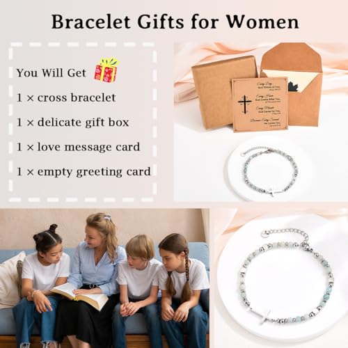 Image of Religious Cross Bracelet for Women Girls, Christian Gifts for Daughter Granddaughter Sister in Christ Friend Niece on Birthday Christmas Easter Valentines Day Graduation