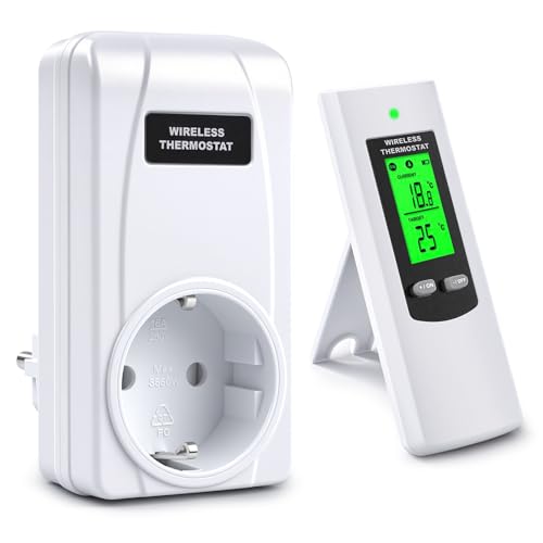 Jadeshay Enchufe del Termostato Inalámbrico 16A 230V Termostato Calefaccion WiFi Controlador de Temperatura con Control Remoto para Refrigeración y Calefacción