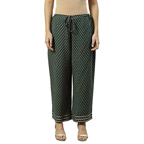 Image of BIBA Women Rayon Straight Printed Palazzo