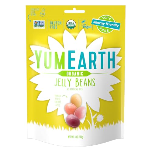 YumEarth Easter Candy Organic Jelly Beans, 4 Ounce - Spring Fruit Flavors - Allergy Friendly, Gluten Free, Non-GMO, Vegan, No Artificial Flavors or Dyes