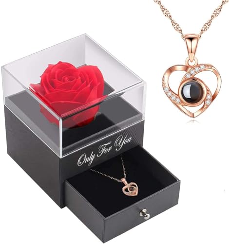 LOZACHE Handgefertigte Rosenschmuck-Geschenkbox mitLove You...