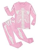 Halloween Glow in the Dark Skeleton Sleepwear Big Girls Long Sleeve Pajamas 100% Cotton Pjs Pink Size 12