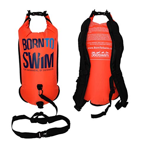 BornToSwim wasserdichte Trockenentasche und Swimrun Rucksackboje, 35 x 70 cm (15 Liters),...